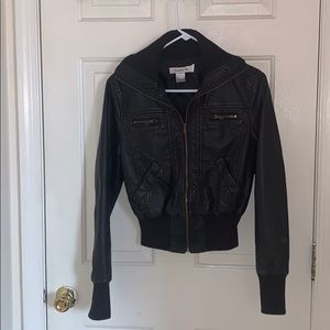 Cute bomber leather jacket